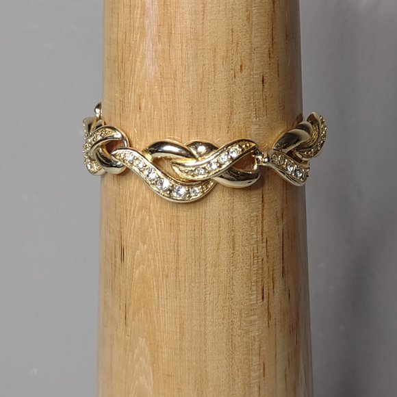 Gold Tone Metal Bracelet With Clear Stones - Picture 15 of 15